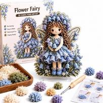 Punch Tool Included Flower Fairy 3D Fabric Poke Art Kit Needlework Craft Kit  For Adults D gray