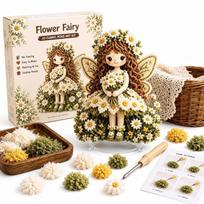 Punch Tool Included Flower Fairy 3D Fabric Poke Art Kit Needlework Craft Kit  For Adults E
