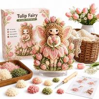 Punch Tool Included Flower Fairy 3D Fabric Poke Art Kit Needlework Craft Kit  For Adults C