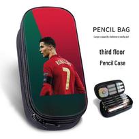 Cross-border C Ronaldo World Cup Large Capacity Student Pencil Case Cross-border Partition Style black