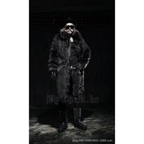 Kailinė kailinė striukė vyriška striukė vidutinio ilgio ir ilga juoda ir balta sujungta ilgas plaukas 3XL black
