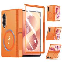 Samsung Galaxy Z Fold 8 Hinge Protection Case with Magnetic Ring and Built-in Screen Protector-Purple oranžinė