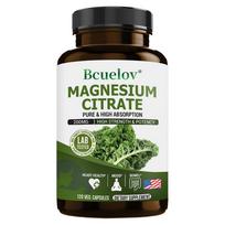Bcuelov Magnesium Citrate Capsules, 200mg, Daily Wellness Support, 120 120 capsules black