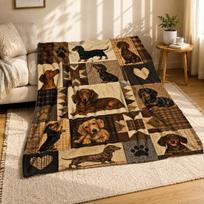 Takso mozaikinis koralinis vilnos pledas Šunų mylėtojų dekoras 100cm*130cm