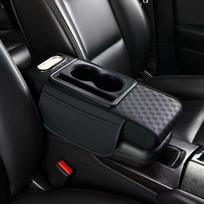 Car Center Console Armrest Cushion with Storage Pockets Cup Holder and Tissue Box Holder Multifunctional Center Console Cover Pad gray