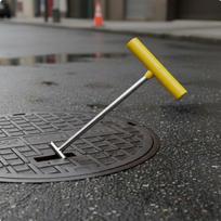 Manhole Cover Lifter Stainless Steel Sewer Grate Hook Drain for Maintenance, Construction 8mm*38cm