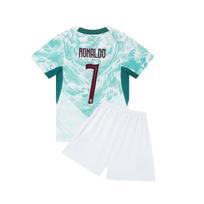 Kids Football Suit Club Jersey World Cup Soccer Shirt, Breathable Sports Tee, Boys Girls Training Match Outfit, Quick Dry Short Sleeve Set 16 yards/100
