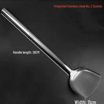 Large Stainless Steel Wok Spatula with Wooden & Metal Handles for Household, Hotel, and Canteen Use – Extended Size black