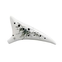 12 skylių iškreipta uodega Keraminis Ocarina Alto C rankų darbo muzikos instrumentas Bamboo white