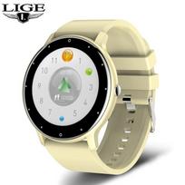 „LIGE 2021“ naujas išmanusis laikrodis vyrams su visu jutikliniu ekranu „Sport Fitness Watch IP67“ vandeniui atsparus „Bluetooth“, skirtas „Android ios“, išmanusis laikrodis „Men+box“ Silicone belt geltona