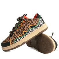Nauji unisex didelio dydžio, storo pado susiuvami mikropluošto laisvalaikio sportiniai sportbačiai 44 leopardas