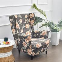 Gėlėtas kėdės užvalkalas pasviręs karaliaus nugaros fotelio užvalkalai Elastingas fotelio užvalkalas Wingback sofos kėdės Osmanų kėdės užvalkalas gray