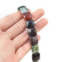 Natūralaus akmens karoliukai Agatas/malachitas kvadratiniai briaunoti karoliukai papuošalams gaminti „pasidaryk pats“ karoliai, apyrankės, auskarai, aksesuarai Indian Agate/11x11x6mm beige