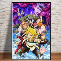 Japoniškas animacinis filmas Septynios mirtinos nuodėmės Anime plakatas Svetainė Vaikų kambarys Sienų menininko miegamojo dekoracija Drobės tapyba 40X60cm Unframed blue