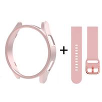 Dėklas + apyrankė, skirta Samsung Galaxy Watch 4/5/5Pro/6 40mm 44mm 45mm PC tuščiavidurio dangčio apsauginis buferio apvalkalas, skirtas laikrodžio 4/6 klasikiniam dirželiui Galaxy Watch 5 40mm rožinės rožinės spalvos