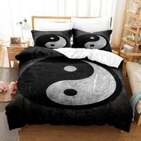 3D kiniško stiliaus patalynės komplektas Yin Yang dviejų lygių antklodės užvalkalas 2/3 vienetų EU135 * 200 viengulė arba dvigulė lova Tai Chi spausdinta minkšta namų tekstilė Baby 100x135cm black