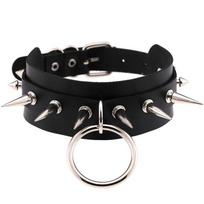 DIEZI suasmeninti vyriški juodi PU odiniai kaklo papuošalai gotikiniai apykaklės karoliai, skirti moterims Boho vintage vakarėlių papuošalai black