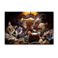 Humoringas gyvūnų vakarėlio drobės piešimas, Linksma katė ir šuo, žaidimo pokerio plakatas, lošimas namuose, kazino sienų dekoravimas 60x80cm No Framed