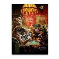 Humoringas gyvūnų vakarėlio drobės piešimas, Linksma katė ir šuo, žaidimo pokerio plakatas, lošimas namuose, kazino sienų dekoravimas 60x80cm No Framed