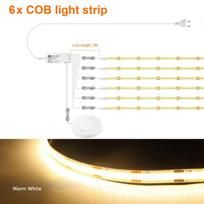 6 rinkiniai 220V COB LED juostos lygiagrečių šviesų lanksčios LED juostos pritemdomas jutiklinis jungiklis po spintelės lempai, apšvietimui 1M