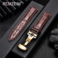 Natūralios odinė laikrodžio apyrankė Calfskin vyriška, moteriška, keičiama 18 mm 20 mm 22 mm 24 mm laikrodžio apyrankė su drugelio sagtimi 20mm black