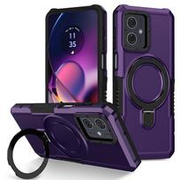 Atsparus smūgiams dėklas, skirtas Motorola G84 G54 Armor telefono dangtelis su pasukamu žiediniu stovu, skirtas Moto E32 E13 G22 G24 G34 G04 5G G14 E14 For Moto  G54 tamsiai violetine spalva