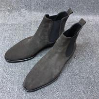 Vyriški retro stiliaus „Chelsea“ aulinukai Klasikiniai elastiniai suknelės batai Laisvalaikiai „Chelsea“ neslystantys dirbtiniai zomšiniai lengvi darbiniai trumpi bateliai vyrams 43 pilka spalva
