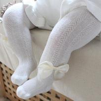 Vasarinės tinklinės pėdkelnės kūdikiams Minkštos medvilnės, kvėpuojančios Bowknot, mergaičių pėdkelnės Vienspalvės Vaikiškos kojinės pėdkelnės balta
