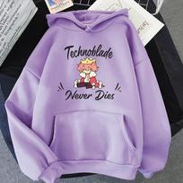 Dream SMP Žaidimo Hoodie Retro Stiliaus Technoblade Never Dies Spausdinimo Megztinis Juokingi Animaciniai Viršutiniai Drabužiai Moterims/Vyrams Kawaii Hoodies S gray