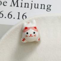 Keramikiniai kačiuko kaliko katės karoliukai, katės sėkmės katė laisvi tarpiniai karoliukai, imbierinės katės karoliukai, papuošalų gamyba Pink Cat gray