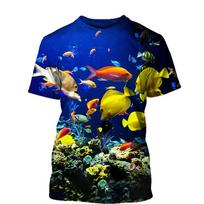 Vasaros 3D spausdinti marškinėliai Cool vyrų 3D žuvies marškinėliai Unisex Top M blue