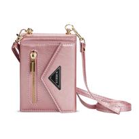 Crossbody odinis piniginės telefono dėklas, skirtas Samsung Galaxy Z Flip 6 5 4 3 5G Flip4 Flip5 piniginės kortelės lizdo laikiklis dirželio dirželio dangtelis Samsung Z Flip 5 rožinio aukso spalvos