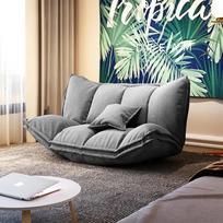 Modernaus japoniško stiliaus grindų tinginio sofa-lova su atlošu ir porankiais, 5 padėčių reguliuojama, sulankstoma laisvalaikio sofa-lova, skirta vaizdo žaidimams, grindų kėdė gray