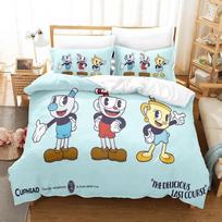 Naujas 3D spausdintas anime „The Cuphead Show“ patalynės komplektas, viengulė lova, dvigulė lova, karalienės dydžio lova, „Aldult“ vaikų miegamojo antklodžių užvalkalų komplektai 70x133cm 2pcs