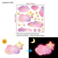 Stars Clouds Glowing Pink Wall Stickers for Kids Girls Room Bedroom Home Decor Glow In The Dark Fluorescent Light Switch Sticker pink