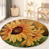 Saulėgrąžų apvalus kilimas Svetainė Miegamasis Modernus gėlių kilimas Grindų kilimėlis Kėdė Namų dekoracija diameter 60cm beige
