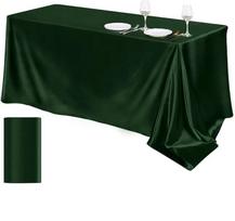 Vienos spalvos satininis staltiesė Staltiesė Stalo uždangalas Papildomas uždangalas Gimtadieniui Vestuvėms Banketui Restoranui Festivaliui Šventės reikmenys 145x100cm tamsiai žalia spalva