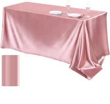 Vienos spalvos satininis staltiesė Staltiesė Stalo uždangalas Papildomas uždangalas Gimtadieniui Vestuvėms Banketui Restoranui Festivaliui Šventės reikmenys 145x260cm rožinio aukso spalvos