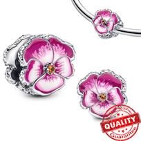Madingas Sterlingo Sidabro Rožinės Našlaitės Žiedo Pakabukas Tinka Originaliai Apyrankei 925 Sidabras Mėlynas Drugelio Pakabukas Fine Jewelry Dovana pink