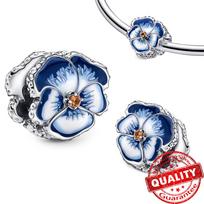 Madingas Sterlingo Sidabro Rožinės Našlaitės Žiedo Pakabukas Tinka Originaliai Apyrankei 925 Sidabras Mėlynas Drugelio Pakabukas Fine Jewelry Dovana gray