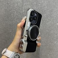 3D Retro Vintažinės Kameros Formos Magsafe Veidrodinis Magnetinis Telefono Dėklas iPhone 15 14 13 12 11 Pro Max Atsparus Smūgiams Galinis Dangtelis iPhone 15 Pro
