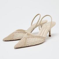 Madingi Patogūs Tinklelio Audimo Prekės Ženklo Aukštakulniai Moteriški Vasaros Mados Smailus Pirštas Plonas Kulnas Dizainerio Batai Elegantiški Banketiniai Smailianosiai Zapatos Mujer 42 smėlis