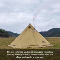 4 6 asmenų tipi karšta palapinė su krosnelės anga, kempingo piramidės tipi palapinė kempingui, žygiavimo su kuprine žygiams ruda