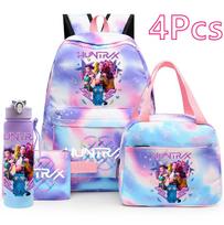 4 vnt./rinkinys Anime K-Pop spausdintas kuprinė, rankinė, pieštukinė su 750 ml vandens buteliuku paaugliui berniukui, mergaitei mokyklos krepšys, didelės talpos krepšys knygoms Mochila