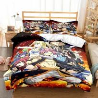 3D Anime Fairy Tail Patalynės Komplektas Lova Trijų dalių Komplektas Antklodės Užvalkalas Viengulė Dvigulė Lova Karalienės Dydžio Antklodės Užvalkalų Komplektas Suaugusiųjų Vaikų Miegamasis 70x133cm 2pcs