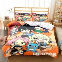 3D Anime Fairy Tail Patalynės Komplektas Lova Trijų dalių Komplektas Antklodės Užvalkalas Viengulė Dvigulė Lova Karalienės Dydžio Antklodės Užvalkalų Komplektas Suaugusiųjų Vaikų Miegamasis 70x133cm 2pcs