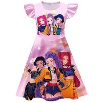 Vaikams Mergaitėms POP Rumi Zoey Mira Spausdinta Suknelė su Raukiniais Rankovėmis Laisvalaikio 140cm pink