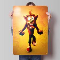 Crash Bandicoot Posters Classic Game Metal Signs Wall Art Mural Custom Tinplate Plaques for Gamers Gaming Room Decoration Retro 20x30cm（7.8x11.8inch） yellow