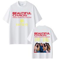 Vasaros Naujas Kpop Katseye Gražus Chaosas Turas Vyrai Moterys Hip Hop Mados Marškinėliai Unisex 100% Grynos Medvilnės Spausdinti Marškinėliai L red