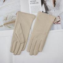 Moteriškos trumpos odinės pirštinės spalvotos itin plonos pralaidžios orui patogios pirštinės vairavimui Nauji produktai 8 beige